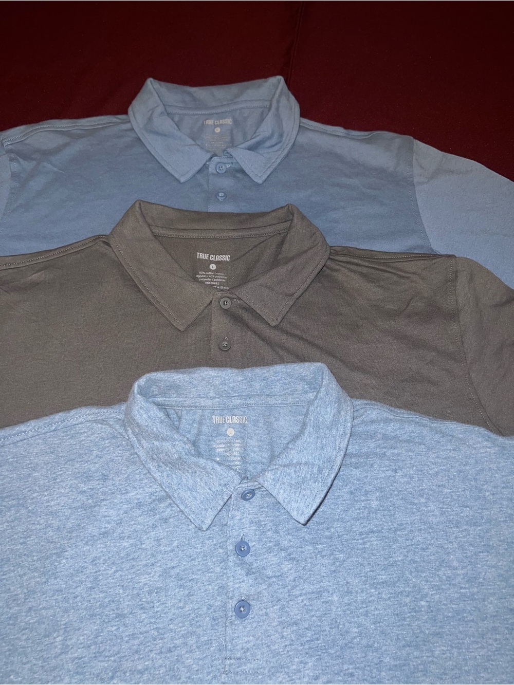 True Classic Men’s Polo Shirt - Light Blue, Gray, Dark blue size L